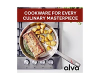 Alva Maestro 11" 5-Ply Stainless Steel Frying Pan Skillet, Non-Toxic Pfas, Pfoa & Ptfe Free, Compatible with All Cooktops Induction Safe, Oven Safe