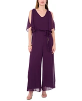 Msk Women's Cold-Shoulder Belted Wide-Leg Jumpsuit