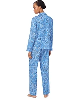 Lauren Ralph Women's Printed Notched-Collar Pajama Set