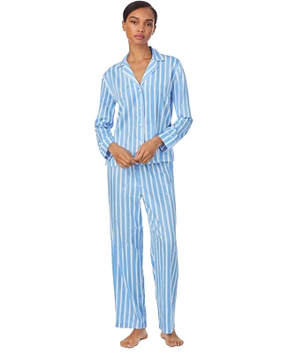 Lauren Ralph Women's Striped Notched-Collar Pajama Set