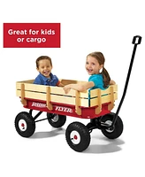 Radio Flyer Full Size All Terrain Classic Steel and Wood Pull Along Wagon, Red