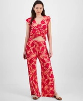 Miken Juniors' Printed Side-Slit Cover-Up Pants, Exclusively at Macy's