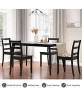Gymax Set of Dining Chairs Ladder Back Armless Side Chair w/ Solid Rubber Wood Legs