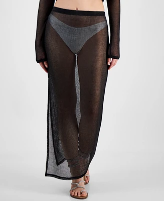 Miken Juniors' Metallic Mesh Skirt Cover-Up, Exclusively at Macy's