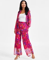 I.n.c. International Concepts Women's Floral-Print Wide-Leg Pull-On Pants, Exclusively at Macy's