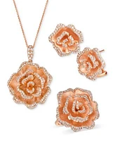 Le Vian Nude Diamond Rose Ring Earrings Necklace