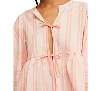 Free People Women's Brunch Babe Tie-Front Blouse