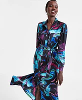 I.n.c. International Concepts Women's Printed Tie-Waist Midi Utility Dress, Exclusively at Macy's