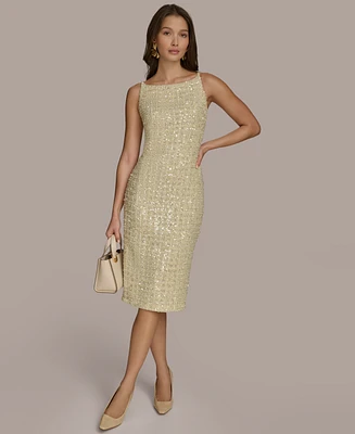 Donna Karan New York Women's Square-Neck Sequin Sheath Dress