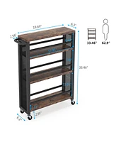 Tribesigns 4-Tier Narrow Rolling Carts with Wheels and Handle,Slim Storage Cart