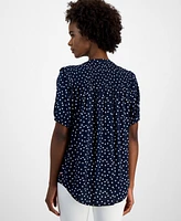 Tommy Hilfiger Women's Dot-Print Smocked-Yoke Shirt