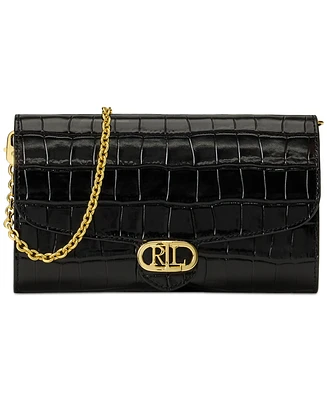 Lauren Ralph Adair Croc-Embossed Leather Small Crossbody