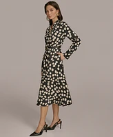 Donna Karan New York Women's Printed Belted A-Line Dress