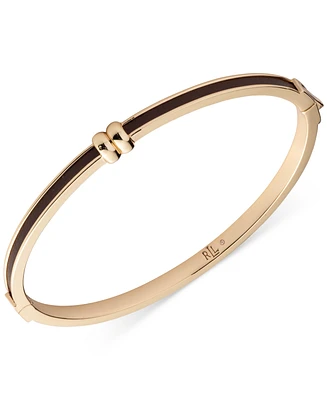 Lauren Ralph Lauren Gold-Tone Leather-Inset Bangle Bracelet