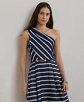 Lauren Ralph Women's Striped Belted Taffeta Cocktail Dress