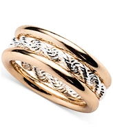 Lauren Ralph Lauren Gold-Tone Rope Chain Triple-Row Ring