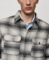 Mango Men's Pockets Detail Plaid Wool Overshirt