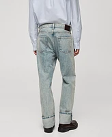 Mango Men's Turn-Up Hem Straight-Fit Jeans