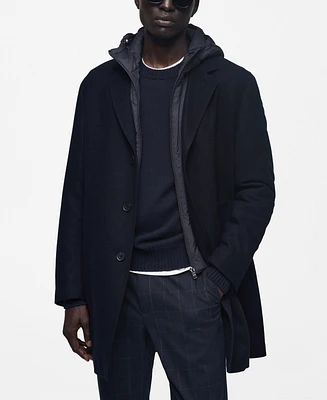 Mango Men's Hooded Wool Coat