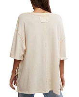 Free People Women's Love Rose Cotton Dropped-Shoulder Tee