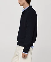 Mango Men's Chunky Ribbed Polo Sweater