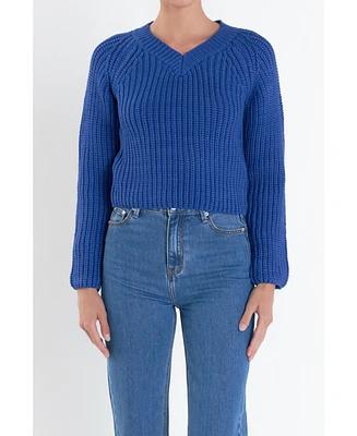 English Factory Women's V-neck Knit Sweater