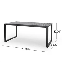 Outdoor Dining Set, Dining Chair Set of 6 + Aluminum Dining Table, Gray+Black