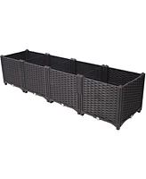 Deep Raised Garden Bed Plastic Planter Boxes for Vegetables Flowers Herbs and Succulents,Self-Watering Planter Box Raised Bed to Grow Flowers, Herbs &
