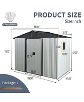 8ft x 4ft Outdoor Metal Storage Shed with Window and Metal Foundation for Backyard, Patio, Lawn --White and Black