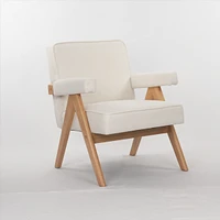 wooden leg leisure chair with handrails, cushions.uitable for living room, bedroom, study and other occasions