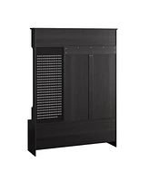 Multi-purpose Hallway Hall Tree with Removable Linen Cushioned Entryway Bench, Coat Rack, Storage Shelves, and Diy Pegboard,for Hallways, Living Room