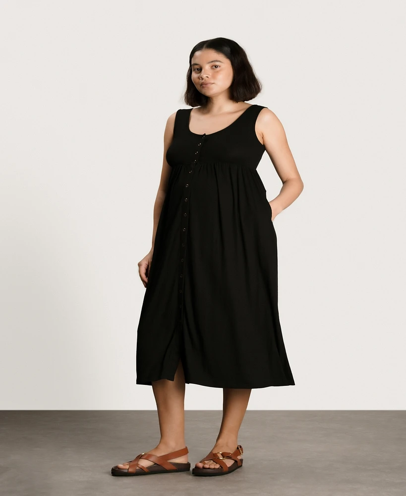 Nom Maternity Ribbed Modal Henley Dress