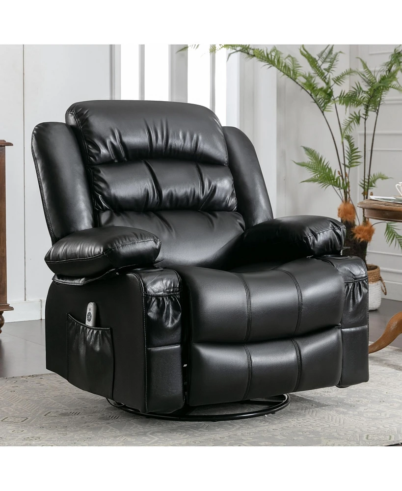 Boyel Living Massage Swivel Rocker Recliner Chair with Vibration and Heat Ergonomic Lounge