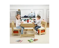 gaomon Kids Table and Chair Set, 4 in 1 Children Activity Table w/Storage, Removable Tabletop, Blackboard, 3-Piece Toddler Furniture Set for Art, Craf