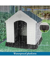 Slickblue 39" Outdoor Plastic Dog House with Elevated Floor and Weatherproof Design