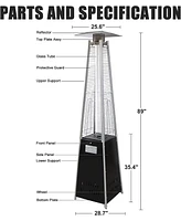 Slickblue Standing 42000 Btu Pyramid Patio Heater - Propane with Stainless Steel Burner and Wheels