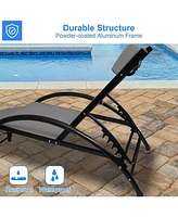 Slickblue Outdoor Tanning Reclining Chairs - Chaise Lounge Recliners with Pillow and Armrest for Relaxation