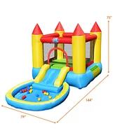 Gymax Inflatable Bounce House Kids Slide Jumping Castle Bouncer w/Pool and 480W Blower