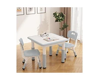 gaomon Kids Table and 2 Chairs Set with Graffiti Desktop, Height Adjustable Toddler Table and Chairs Set, 4 in 1 Activity Table Play Table for Reading