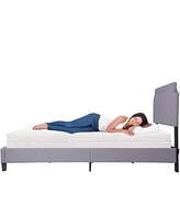 Slickblue 54" Upholstered Platform Bed Frame with Headboard Modern Bed for Bedroom