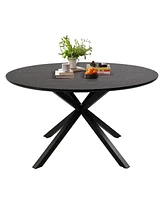 Slickblue Elegant 53" Round Dining Table for 4-6 with Marble Texture and Metal Legs