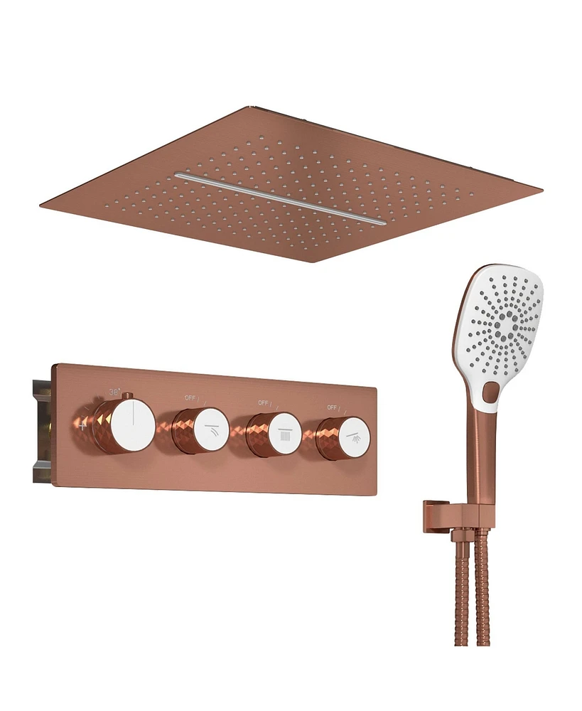 Mondawe 16" Ceiling Mounted Square Shower System Set with 3-Spray Modes