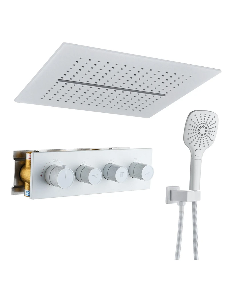 Mondawe 16" Ceiling Mounted Square Shower System Set with 3-Spray Modes