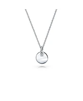 Bling Jewelry Tiny Minimalist Abc Round Disc Block Letter Alphabet A-z Initial Pendant Necklace For Women .925 Sterling Silver