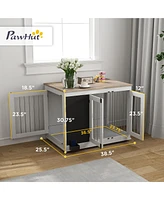 PawHut 39" Furniture Dog Crate w/ Three Doors & board for Large Dogs