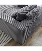 75-Inch Corduroy Sponge Sofa Lounge Chair with Removable footrest,No Assembly Required,Fluffy Modern Sleeper Chair for Indoor Living Room Bedroom