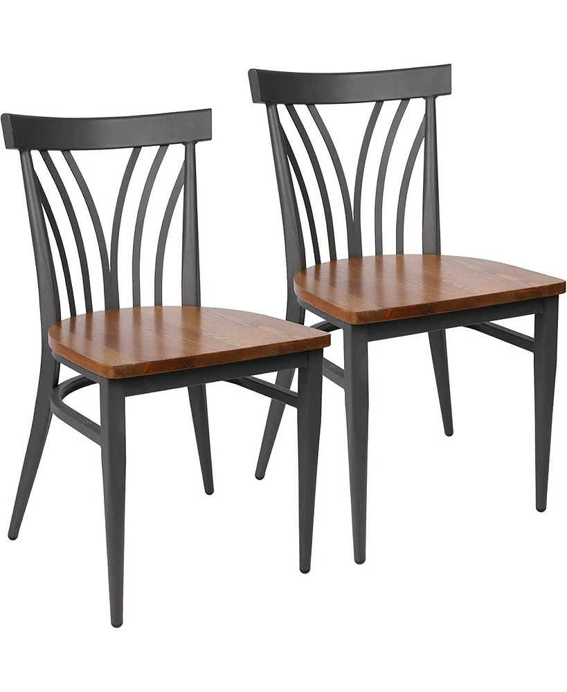 Slickblue Set of 2 Modern Industrial Kitchen Dining Chairs Stylish Seating for Dining Room or Kitchen