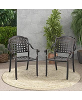 Gymax 4 Pieces Cast aluminum patio chair bistro dining chair outdoor cast aluminum chair