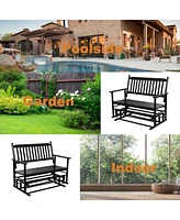 Slickblue 2-Person Rocking Glider Chair - Wooden Outdoor Garden Patio Seating Bench