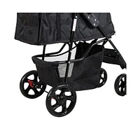 Slickblue Folding Pet Stroller - 360° Swivel Wheel Travel Carrier for Small Dogs & Cats